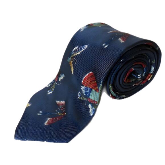 Lands' End Fishing Lures Handsewn Silk Men's Tie - Picture 2 of 7